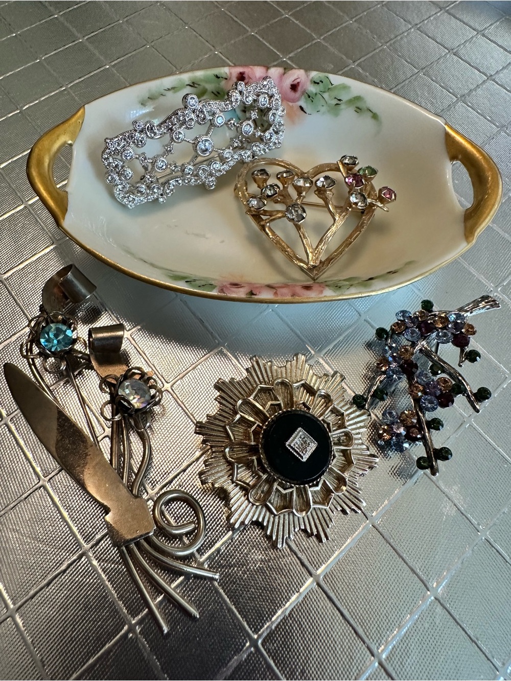 Mixed Metal Women's Brooch Set - Gold & Silver Tones